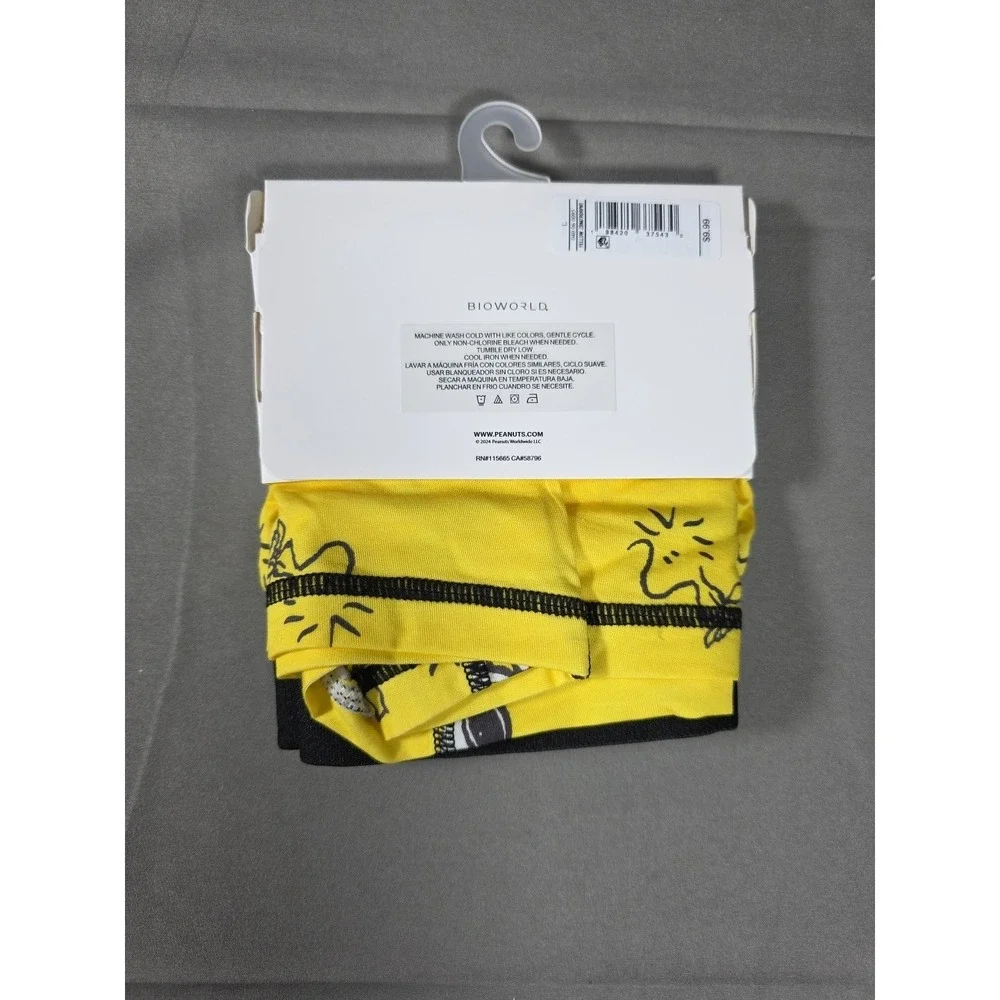 Peanuts Snoopy Boxer Briefs Mens Large 36-38 Yellow‎ & Black Stretch Underwear